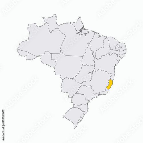 Map of Brazil with Highlighted State of Espirito Santo