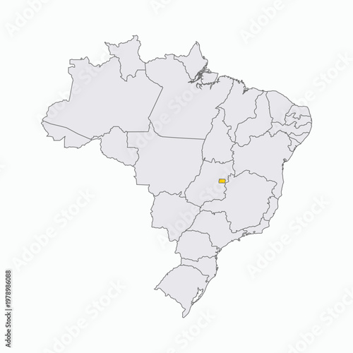 Map of Brazil with Highlighted State of Distrito Federal