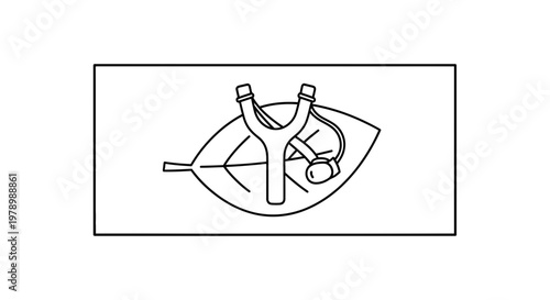 Slingshot on a Leaf: Nature's Weapon, Outdoor Fun, Eco-friendly Toy