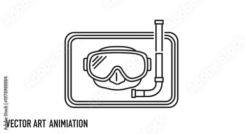 Snorkel Mask and Tube Icon Vector Art Animation