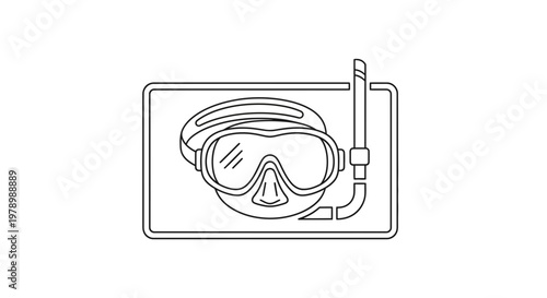 Snorkel Mask and Tube Icon Vector Illustration - Diving Gear Outline Graphic