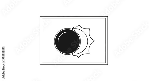 Solar Eclipse Icon: Moon Obscuring Sun in Stylized Graphic Illustration