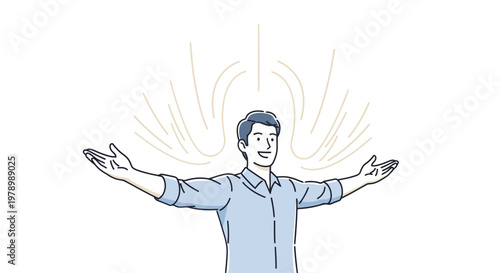 A man with arms outstretched in joy.