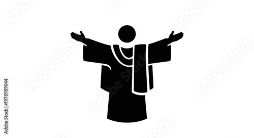 A person with arms outstretched in a welcoming gesture.