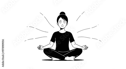 Woman meditating in a peaceful yoga pose.