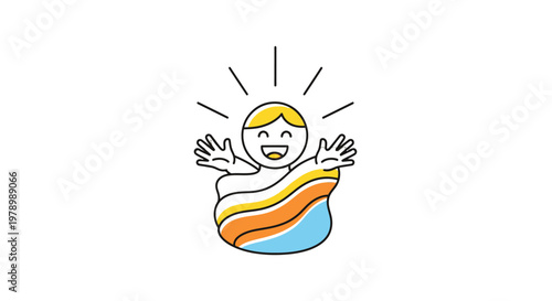 A cartoon character with a radiant smile.