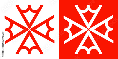 Red snowflake designs logo in red and white for festive decoration