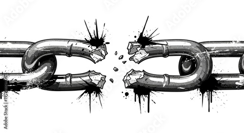 Broken Chain Link, Symbolizing Freedom and Breaking Barriers