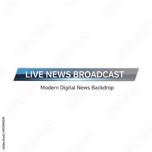 A modern digital graphic banner for a professional television news broadcast program