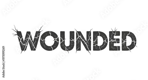 Wounded text effect with cracks and damage