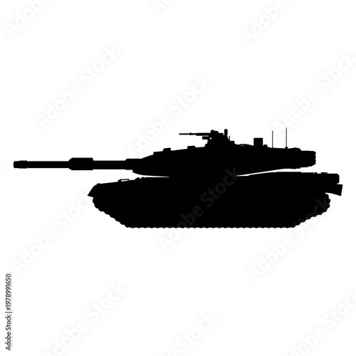 silhouette of a battle tank in solid black