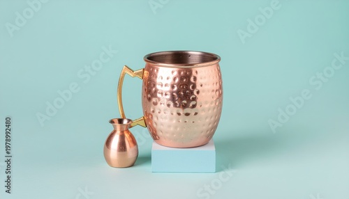 Elegance in Copper: A Still Life Composition of a Mug and a Miniature Vase