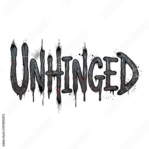 Unhinged word art, dripping, distressed, grunge, graffiti style