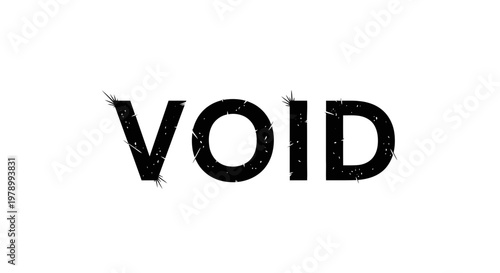 Black Void Text with Grunge Effect on White Background