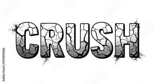 Crush text effect, cracked concrete, distressed font, grunge style