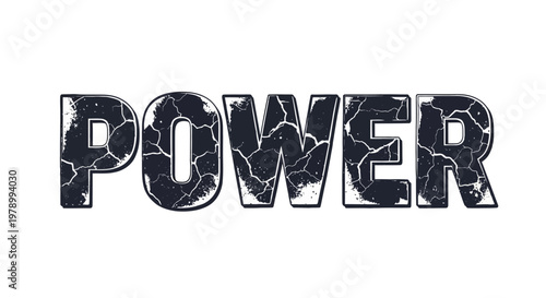 Power word text effect, cracked grunge texture, bold typography