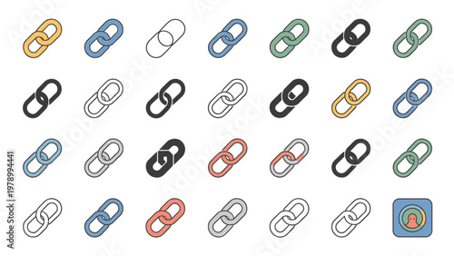 Link Icon Set 28 Chain Connection Web UI Vector Collection