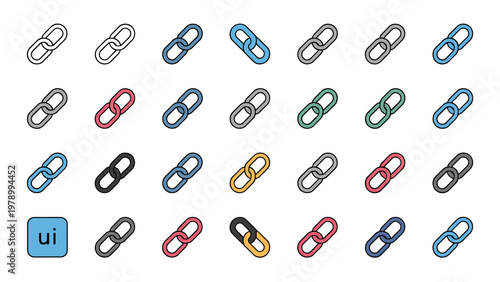 Link Icon Set 28 Chain Connection Web UI Vector Collection