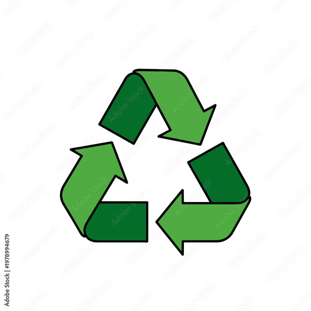 Fototapeta premium A green recycling symbol isolated on a clean white background