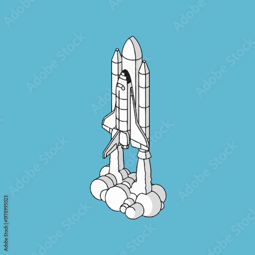 Space shuttle launching into the sky.