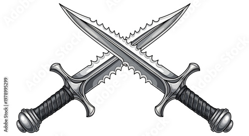 Crossed Daggers with Serrated Blades