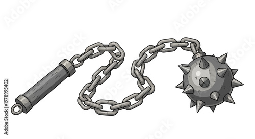 Medieval Flail Weapon, Spiked Ball on Chain, Warrior Equipment