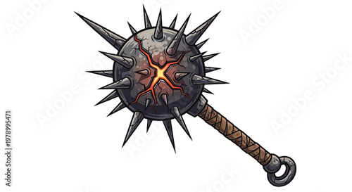 Spiked Mace Weapon Illustration