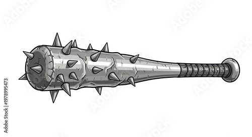Spiked Mace Weapon Illustration