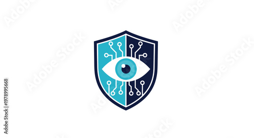 Digital Security Shield with Eye Icon - Data Protection Concept