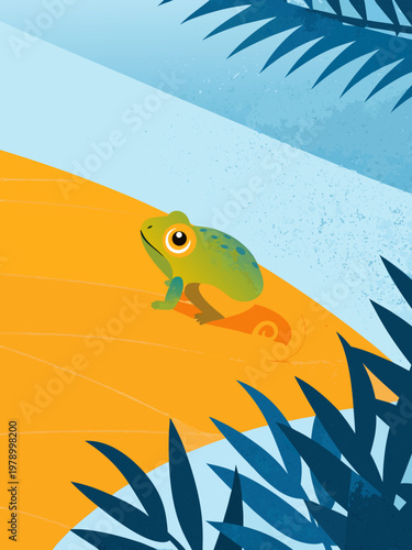 Small Chameleon on Ground Wildlife Reptile Close Up Nature