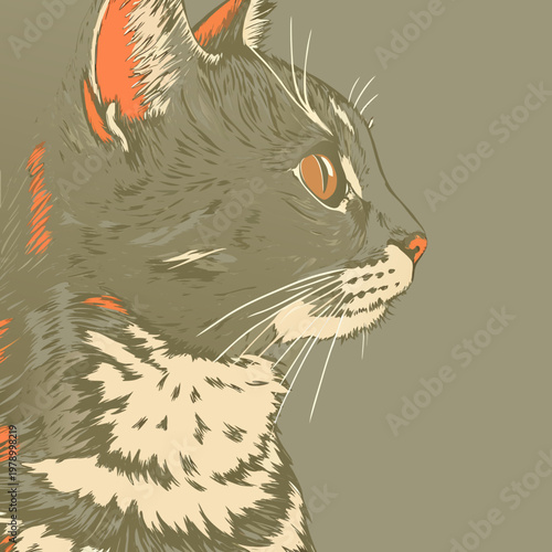High Quality Cat Profile Portrait Close Up Feline Detail