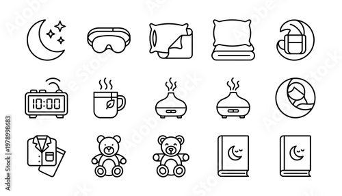 Sleep and bedtime icons and symbols.