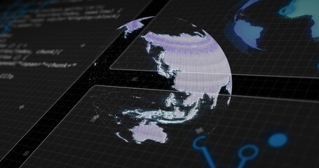 Gordijnen Azië Digitale hologram wereldbol Azië-Pacific  © vectorfusionart