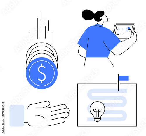 Financial planning. Financial symbols successful strategies and innovative solutions. Financial tools and technology enable effective decision-making. For business, savings, fintech, development