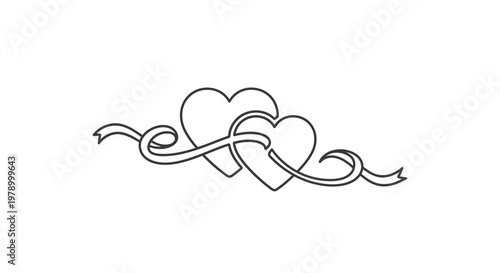 Intertwined Hearts with Ribbon - Symbol of Love and Connection