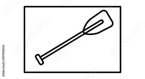 Simple Line Art Icon of a Boat Oar or Paddle on a White Background