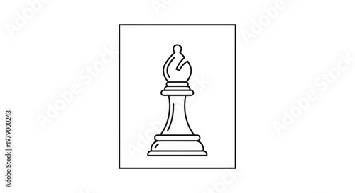 Simple Line Art Icon of a Chess Bishop Piece on White Background