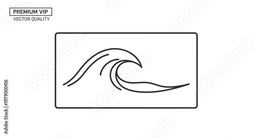 Minimalist Wave Icon, Ocean Swell Symbol, Simple Sea Line Art