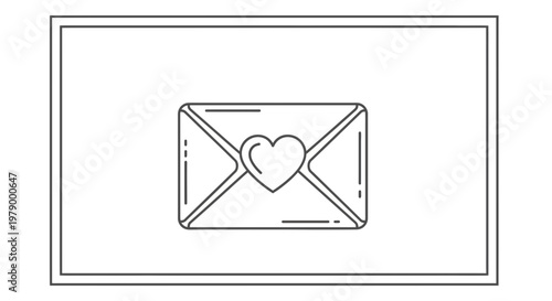 Love Letter Envelope Icon with Heart Symbol, Romantic Communication Concept