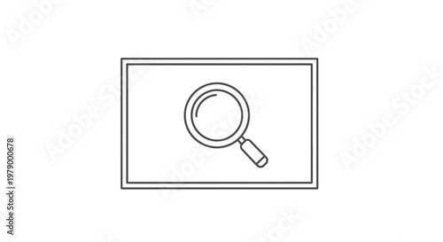 Magnifying glass over screen, search and analysis concept, digital investigation, data exploration