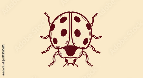 A vector illustration of a ladybug outline sketch in a simple style.