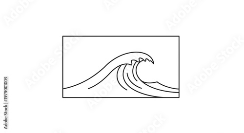 Minimalist Line Art Wave Illustration - Ocean Surf and Water Movement