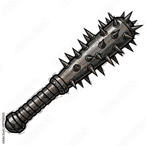 Spiked Mace Weapon Illustration