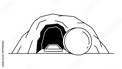 An line art of empty tomb of Jesus