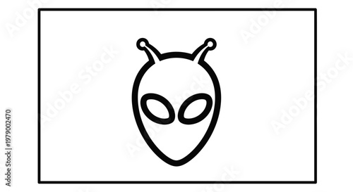 Minimalist Alien Head Icon, Extraterrestrial Symbol, Sci-Fi Concept