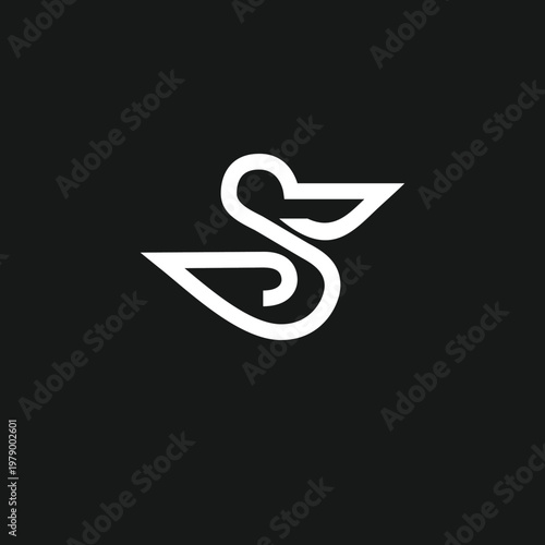 Minimalist Stylized Bird and Letter S Monogram Logo Design