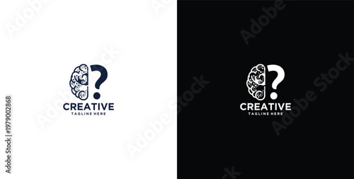 Bild auf Leinwand brain vector design logo, mind idea, with question mark