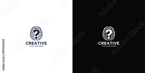 brain vector design logo, mind idea, with question mark