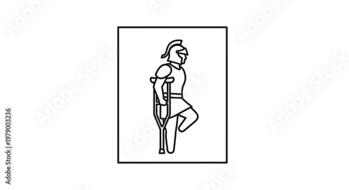 Injured Roman Soldier with Crutches, Warrior with Broken Leg, Ancient Military Medical Care
