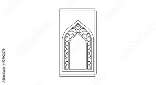 Islamic Archway with Geometric Pattern, Traditional Islamic Architecture Design